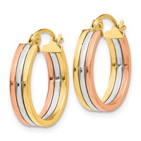 14K Tri Color Hoop Earrings view 2
