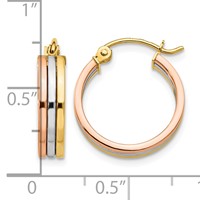 14K Tri Color Hoop Earrings view 4