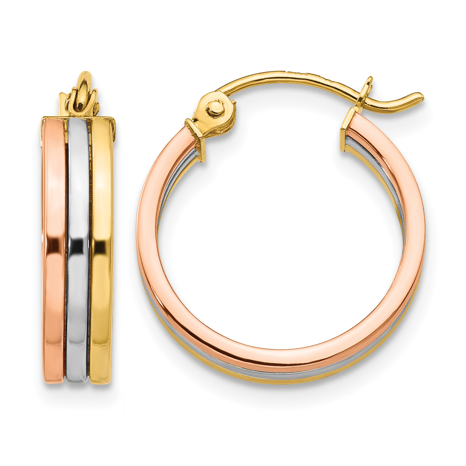 14K Tri Color Hoop Earrings (TF418)