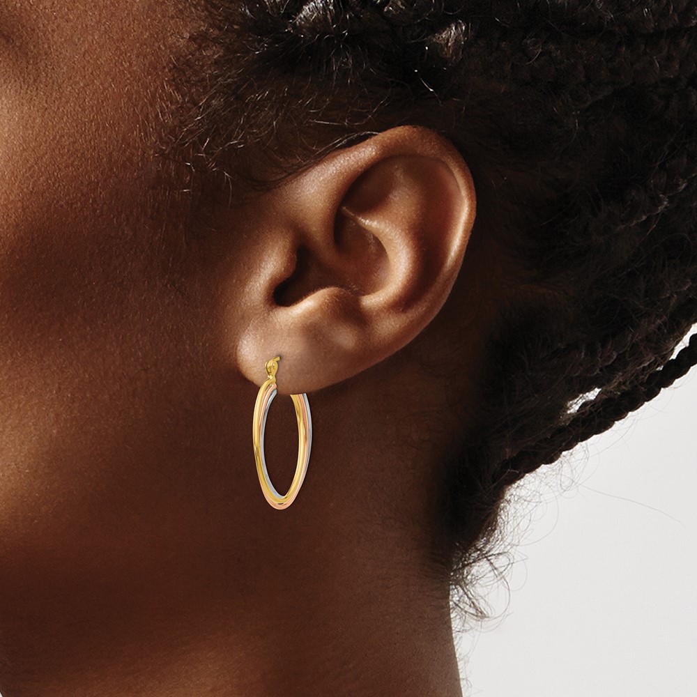 14K Tri Color Hoop Earrings (TF460)
