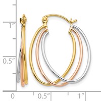 14K Tri Color Hoop Earrings view 4