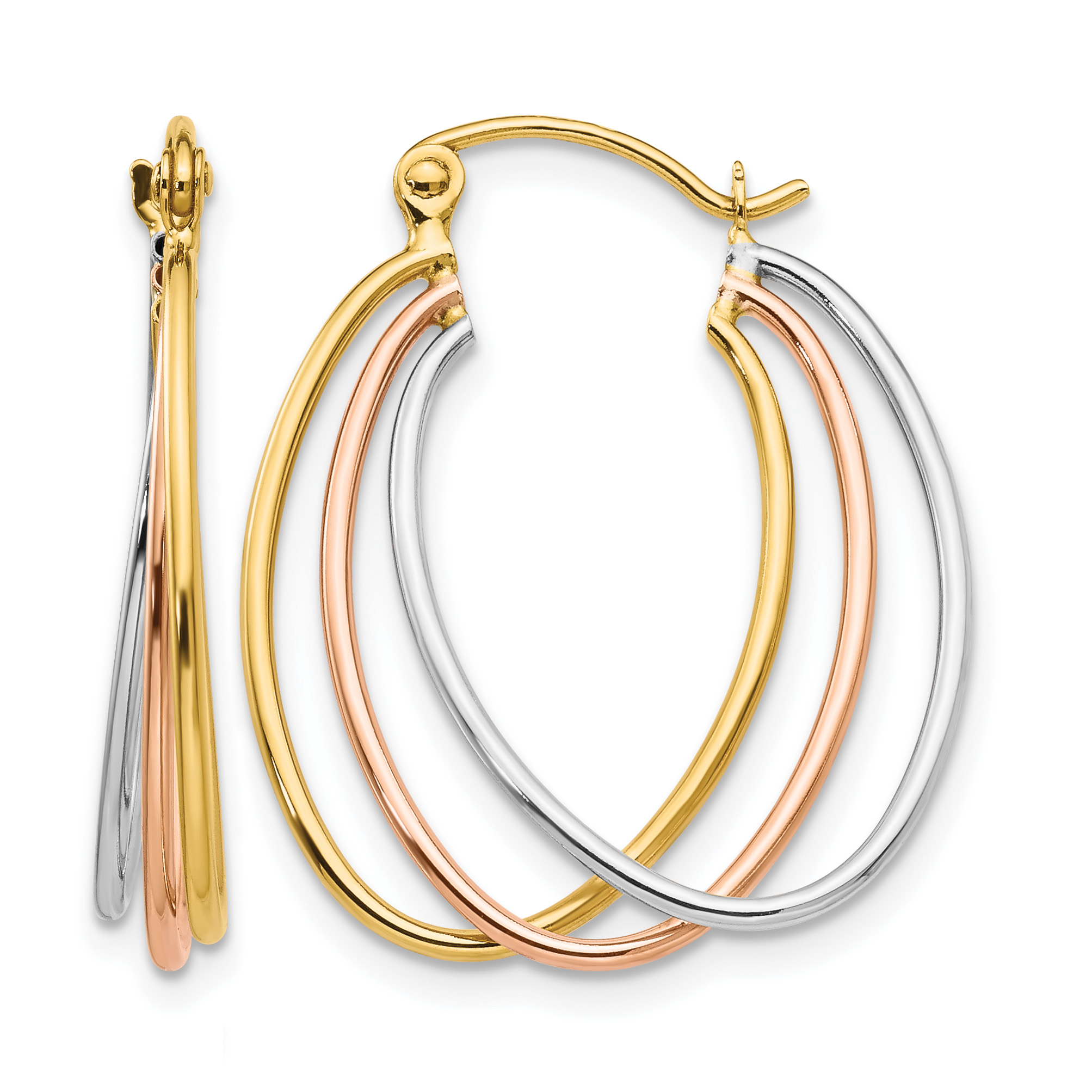 14K Tri Color Hoop Earrings (TF460)