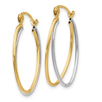 14K Two Tone Hoop Earrings view 2