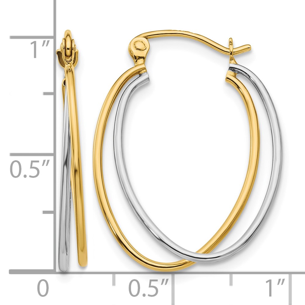 14K Two Tone Hoop Earrings (TF462)