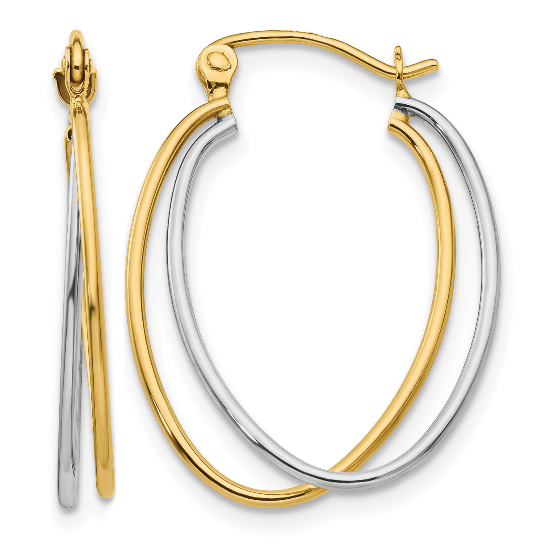 14K Two Tone Hoop Earrings (TF462)