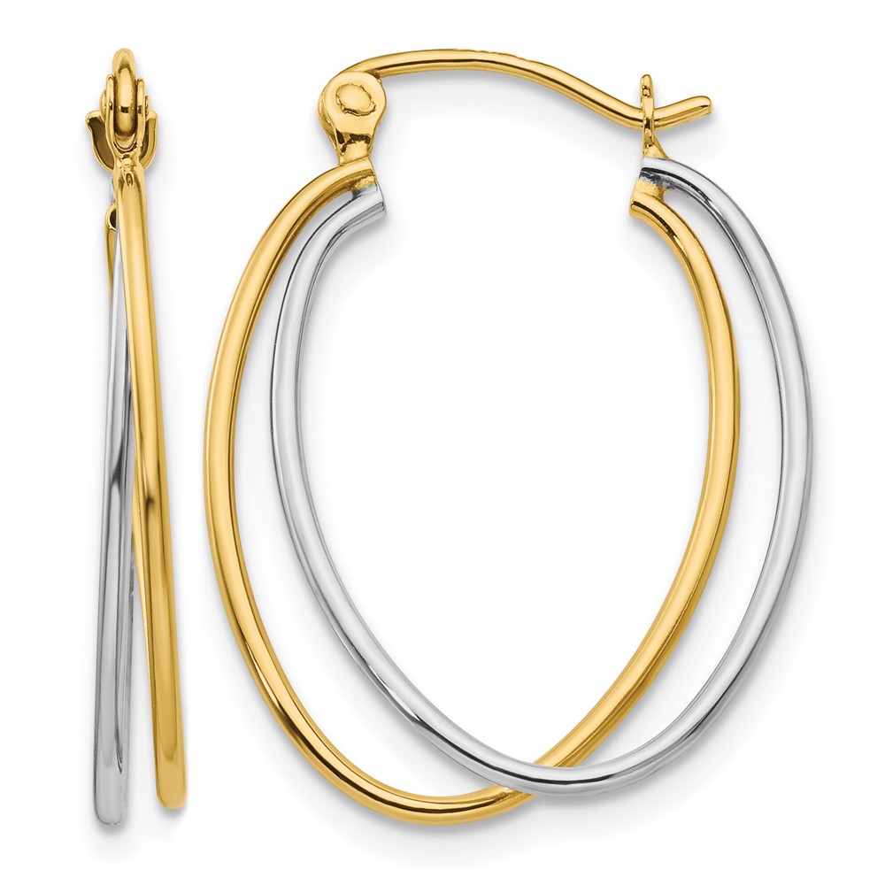 14K Two Tone Hoop Earrings (TF462)