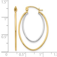 14K Two Tone Lightweight Hoop Earrings view 4