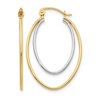 14K Two Tone Lightweight Hoop Earrings view 1