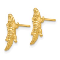 14K Yellow Gold Diamond-cut Alligator Earrings view 2
