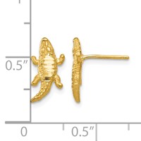 14K Yellow Gold Diamond-cut Alligator Earrings view 4