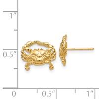 14K Yellow Gold Polished Crab Post Earrings view 4