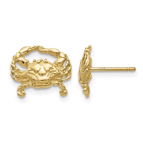 14K Yellow Gold Polished Crab Post Earrings