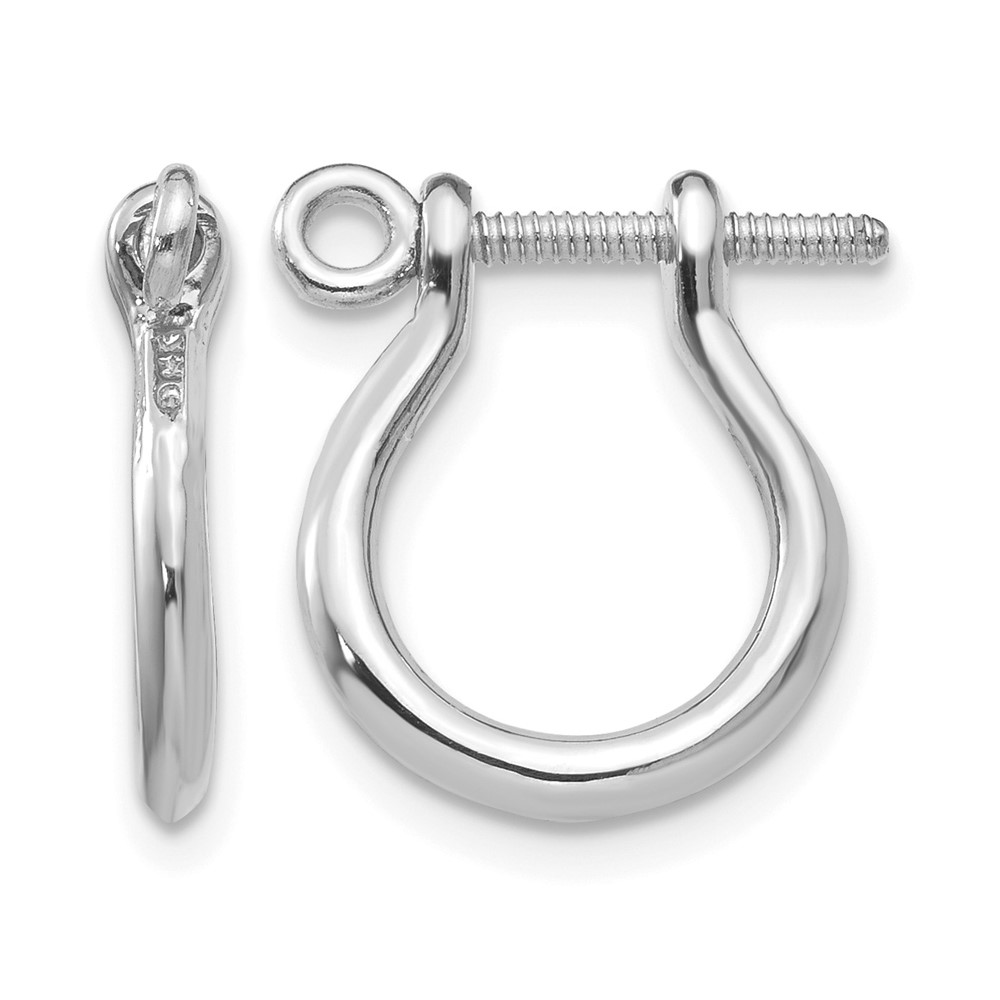 14k  3D White Gold Shackle Link Screw Earrings (TF528W)