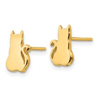 14K Yellow Gold Cat Earrings view 2