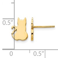 14K Yellow Gold Cat Earrings view 4
