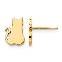 14K Yellow Gold Cat Earrings view 1