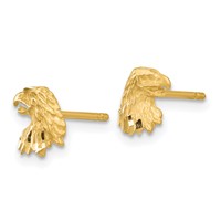 14K Yellow Gold Diamond-cut Eagle Earrings view 2