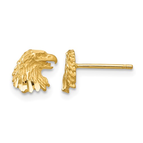 14K Yellow Gold Diamond-cut Eagle Earrings