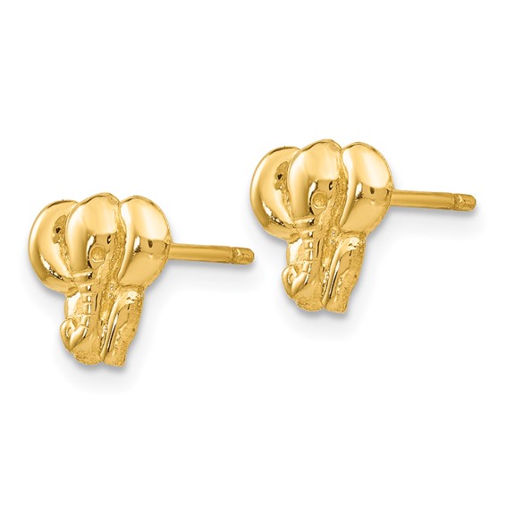 Gold Elephant Post Earrings