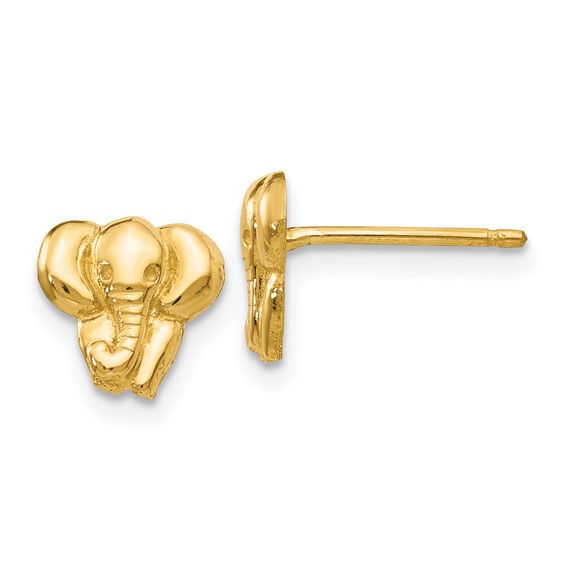 Gold Elephant Post Earrings