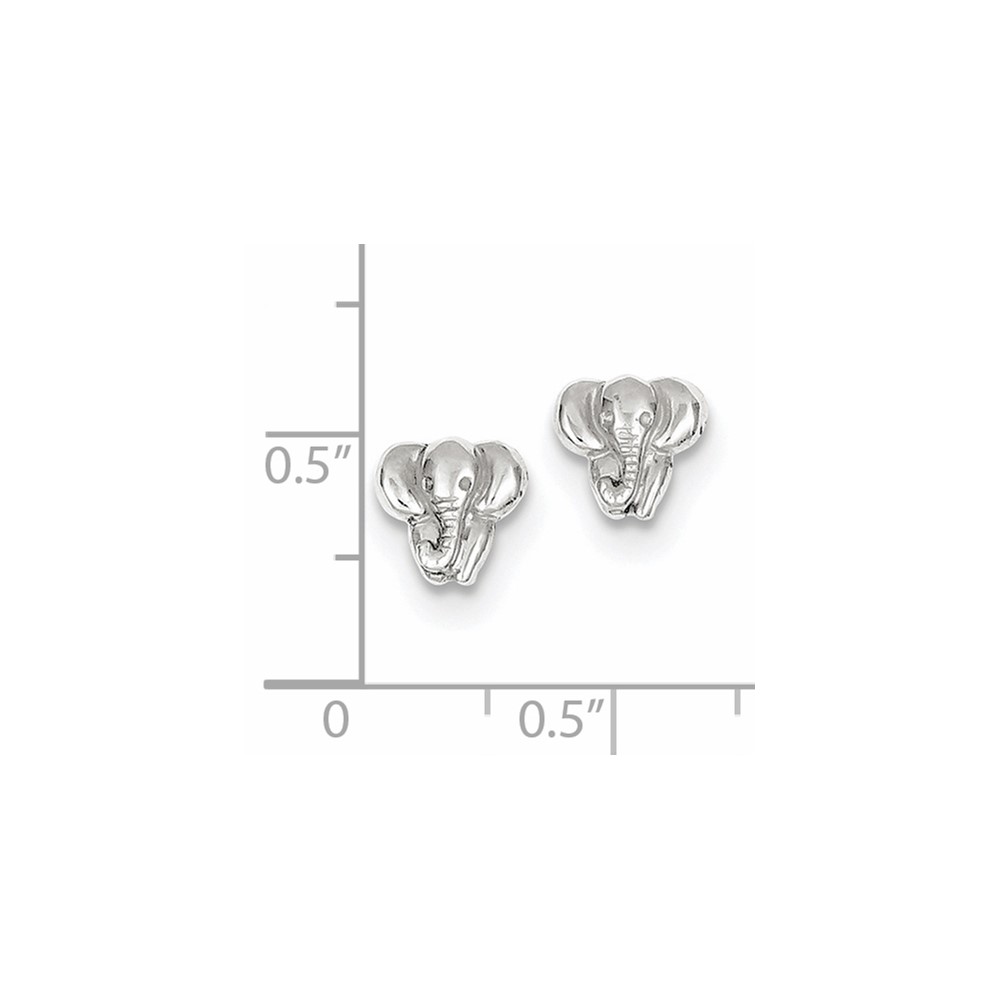 14k White Gold Elephant Earrings (TF540W)