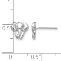 14K White Gold Elephant Earrings view 4