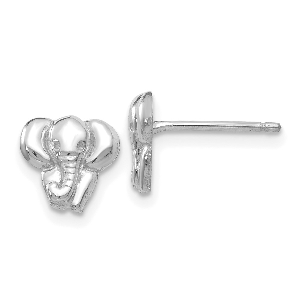 14k White Gold Elephant Earrings (TF540W)
