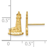 14K Yellow Gold Diamond-cut Lighthouse Post Earrings view 4