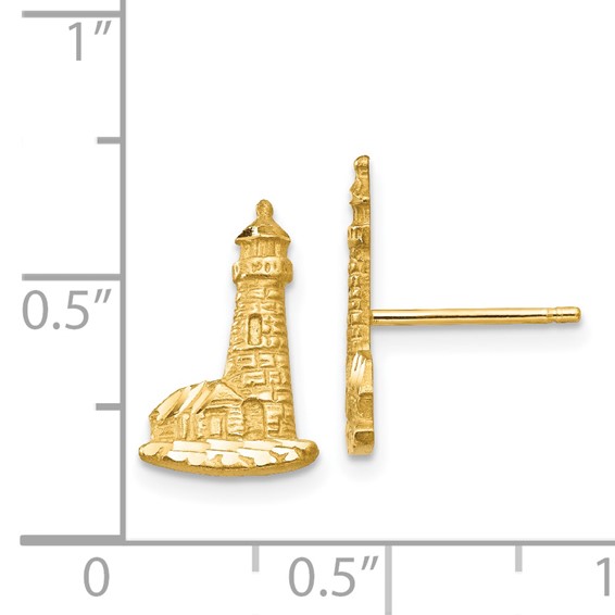 14K Diamond-cut Lighthouse Post Earrings