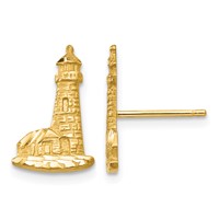 14K Yellow Gold Diamond-cut Lighthouse Post Earrings view 1