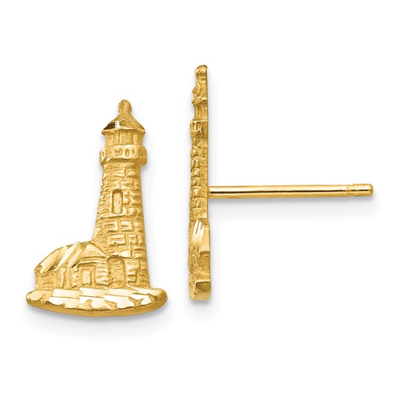14K Diamond-cut Lighthouse Post Earrings