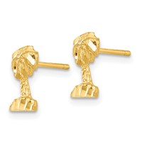14K Yellow Gold Diamond-cut Palm Tree Post Earrings view 2