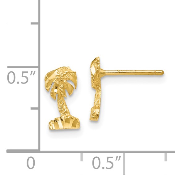 14K Diamond-cut Palm Tree Post Earrings