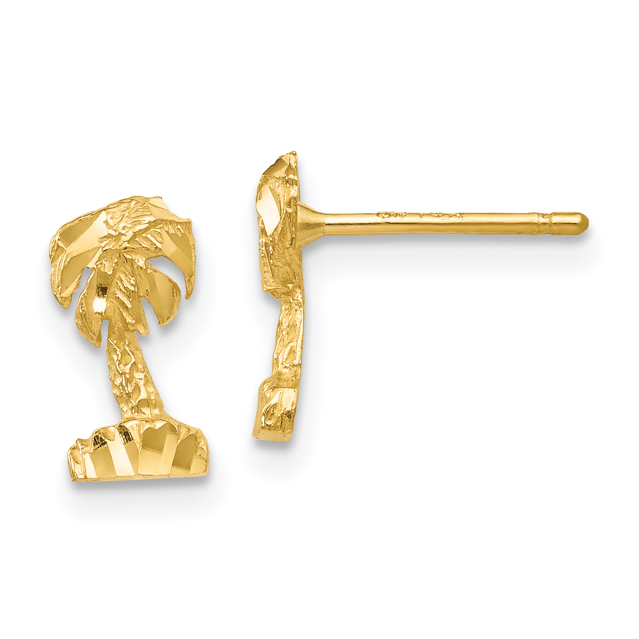 14K Diamond-cut Palm Tree Earrings (TF543)