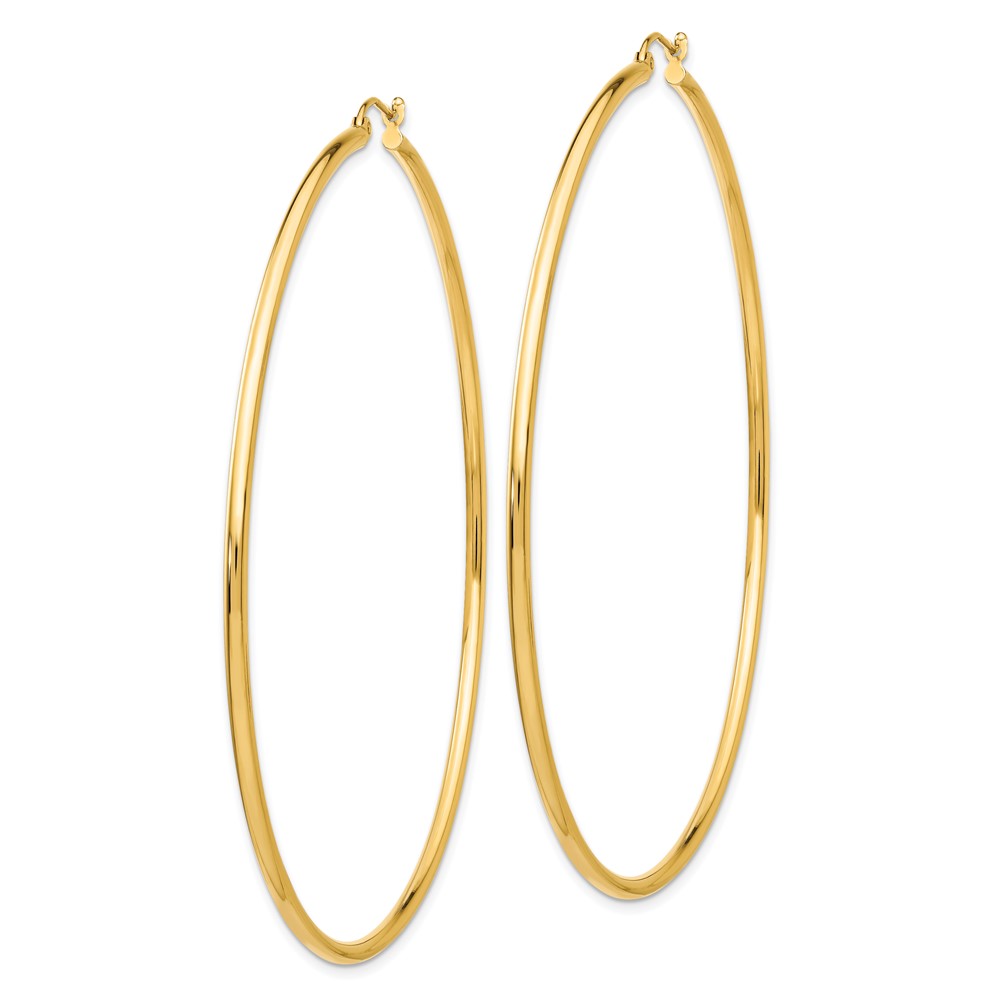 14k Polished 2x75mm Round Tube Hoop Earrings (TF550)