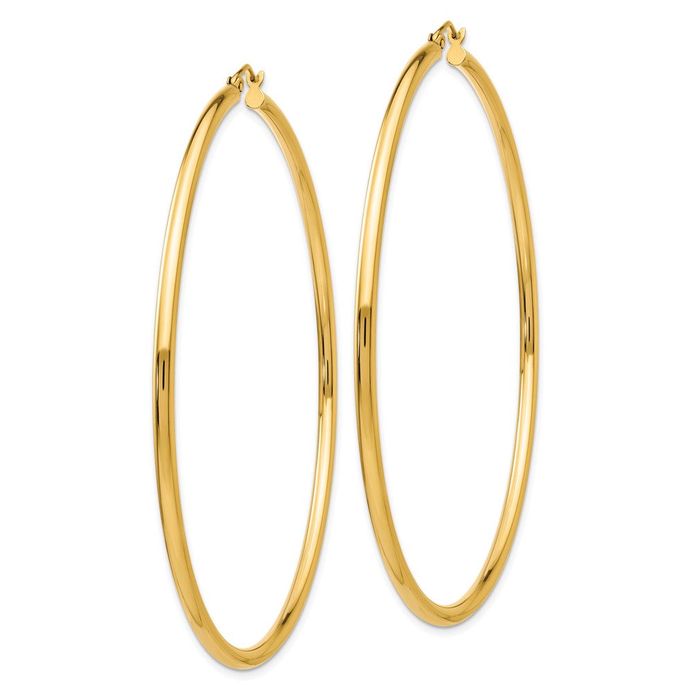 14k Polished 2.25x70mm Round Tube Hoop Earrings (TF551)