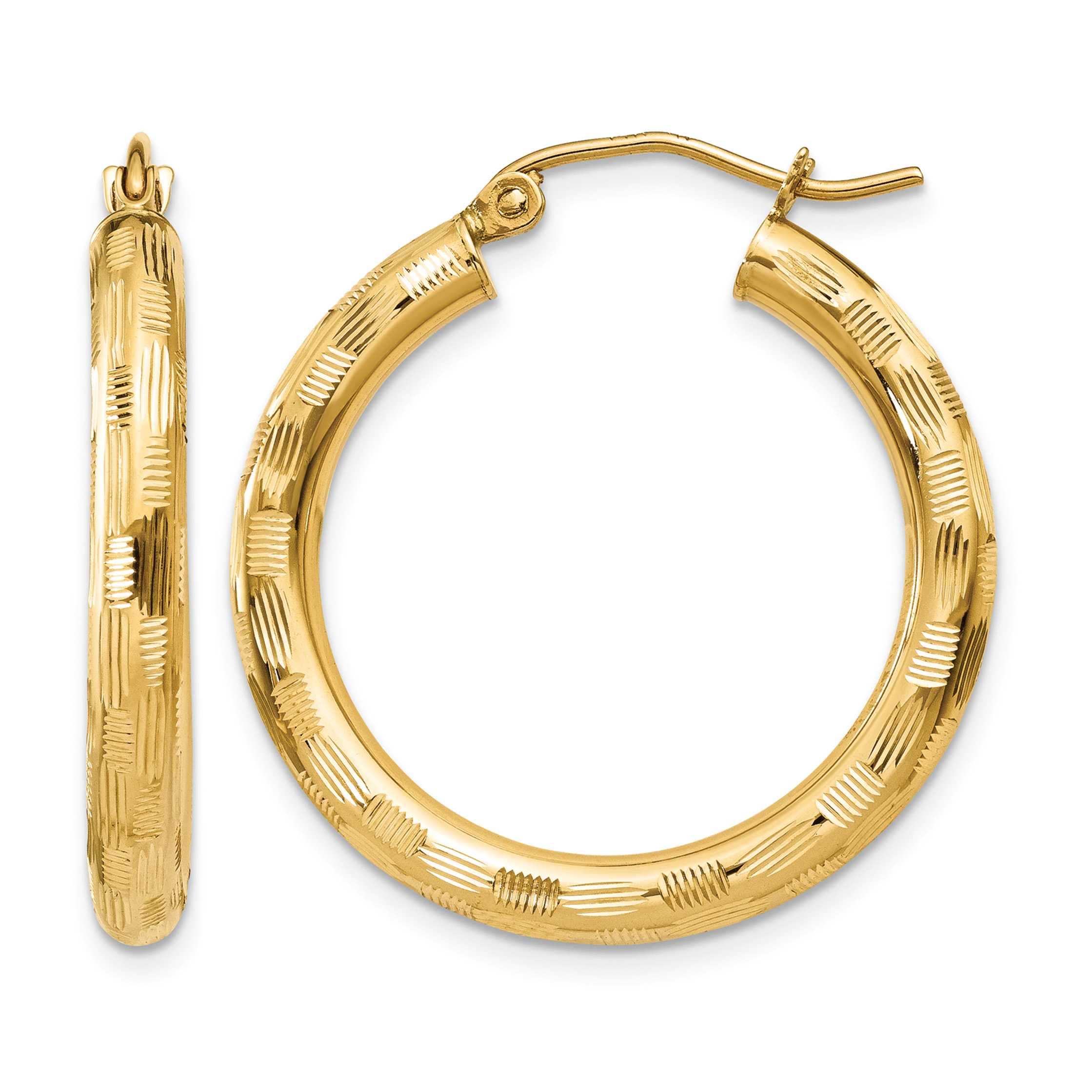 14k Diamond-cut Hoop Earrings (TF554)