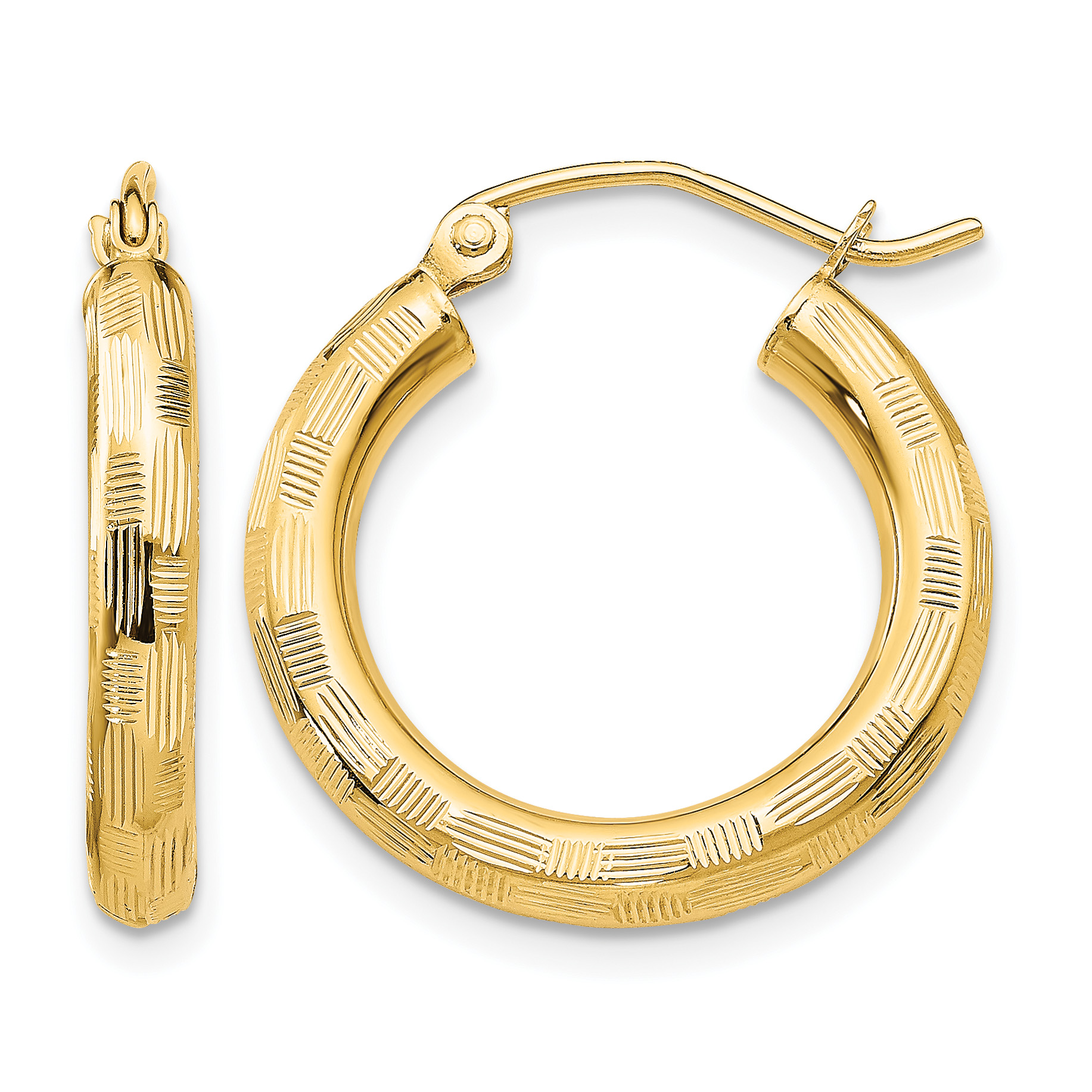 14k Diamond-cut Hoop Earrings (TF555)