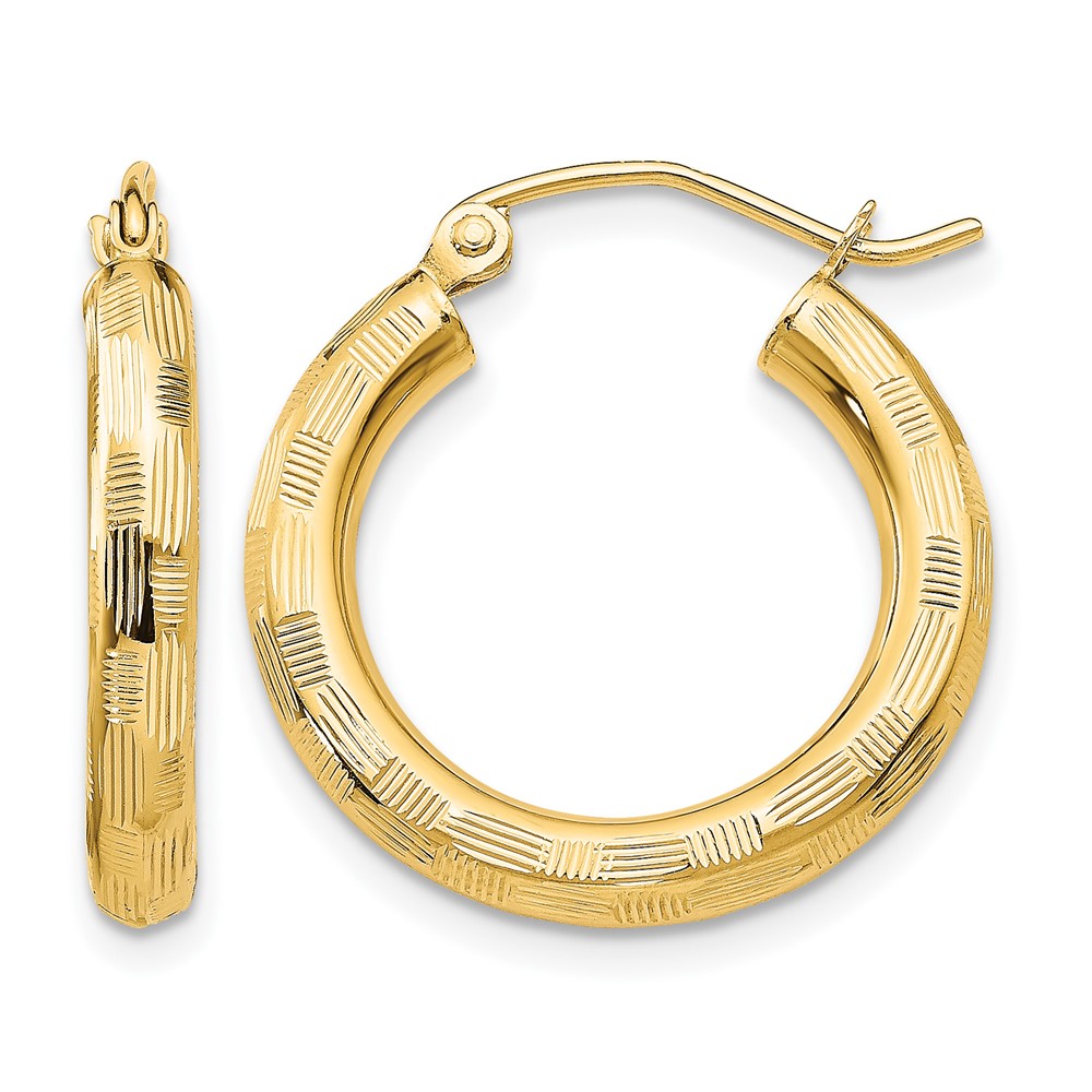 14k Diamond-cut Hoop Earrings (TF555)