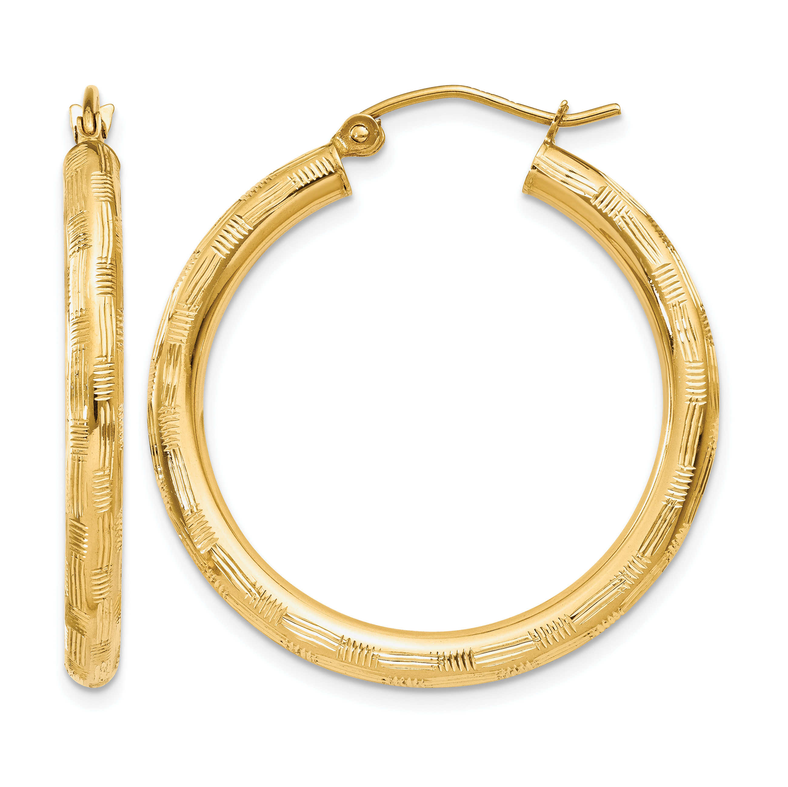 14k Diamond-cut Hoop Earrings (TF556)
