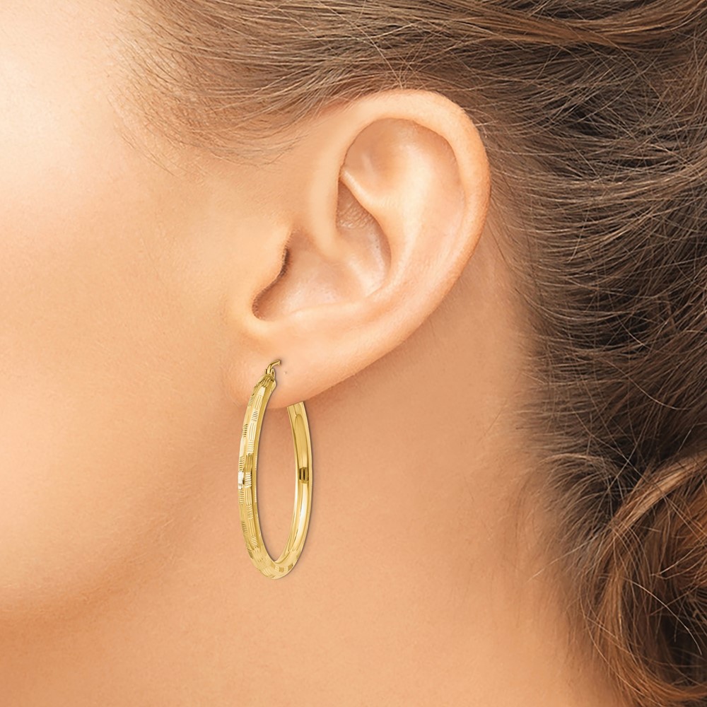 14k Diamond-cut Hoop Earrings (TF557)