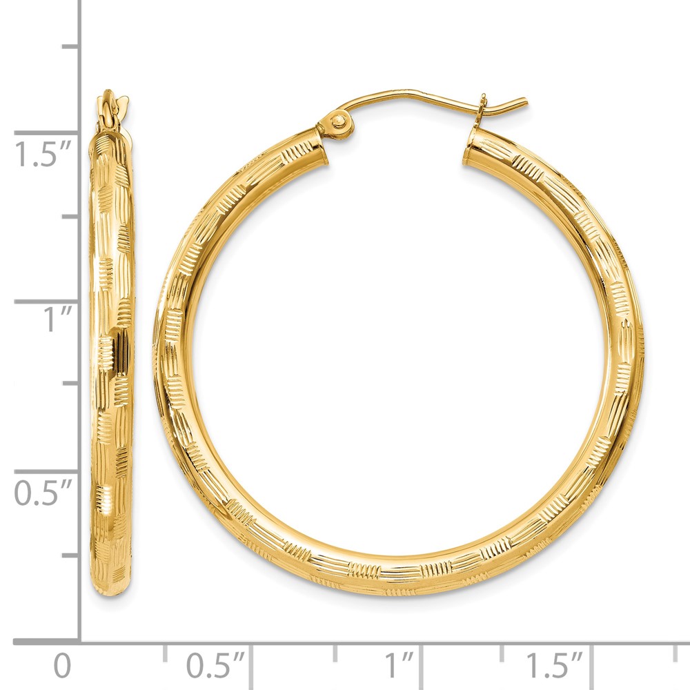 14k Diamond-cut Hoop Earrings (TF557)