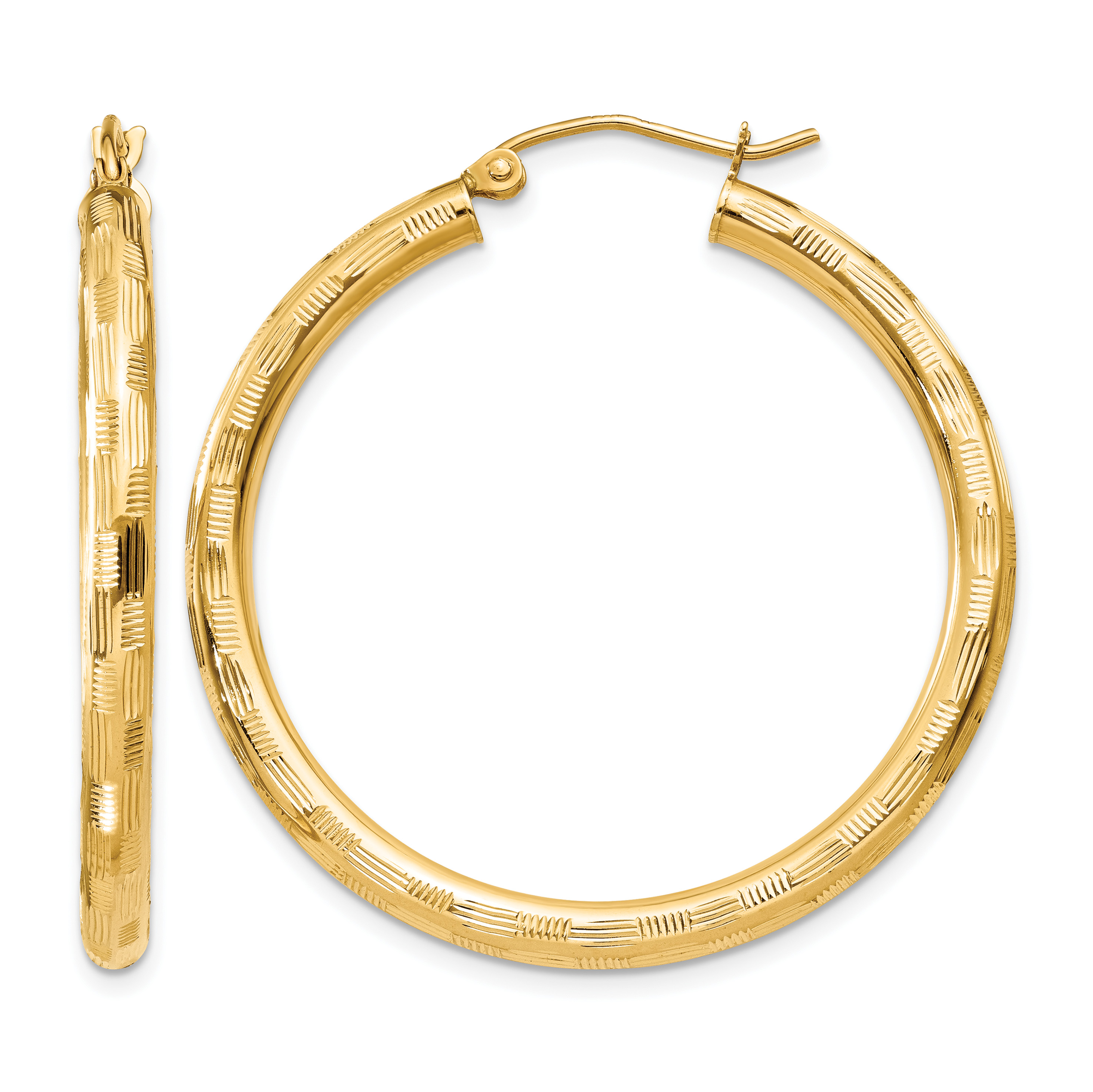 14k Diamond-cut Hoop Earrings (TF557)