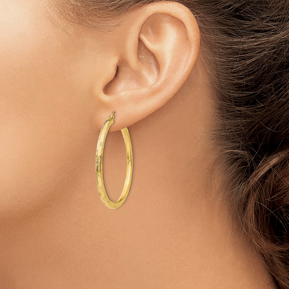 14k Diamond-cut Hoop Earrings (TF558)