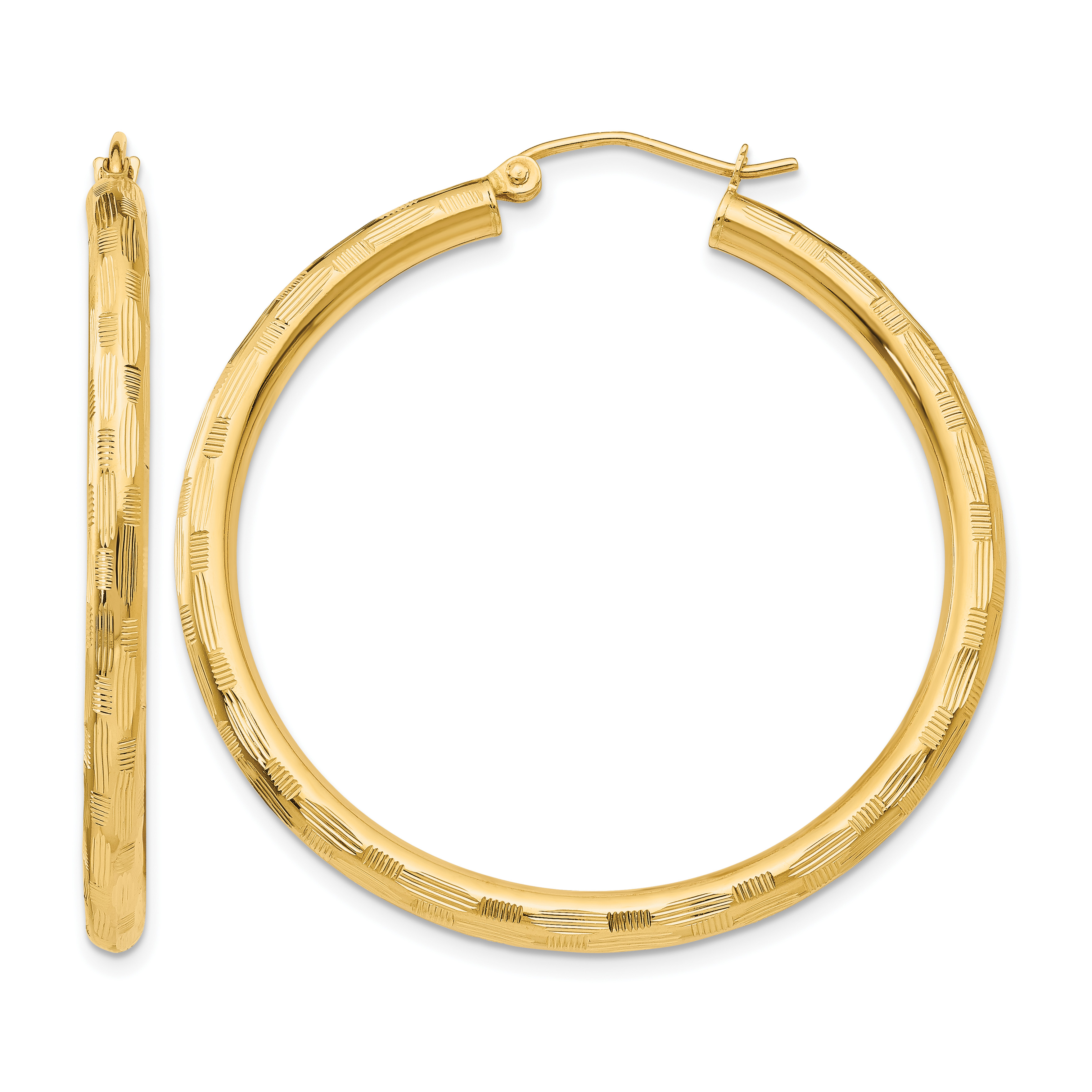 14k Diamond-cut Hoop Earrings (TF558)
