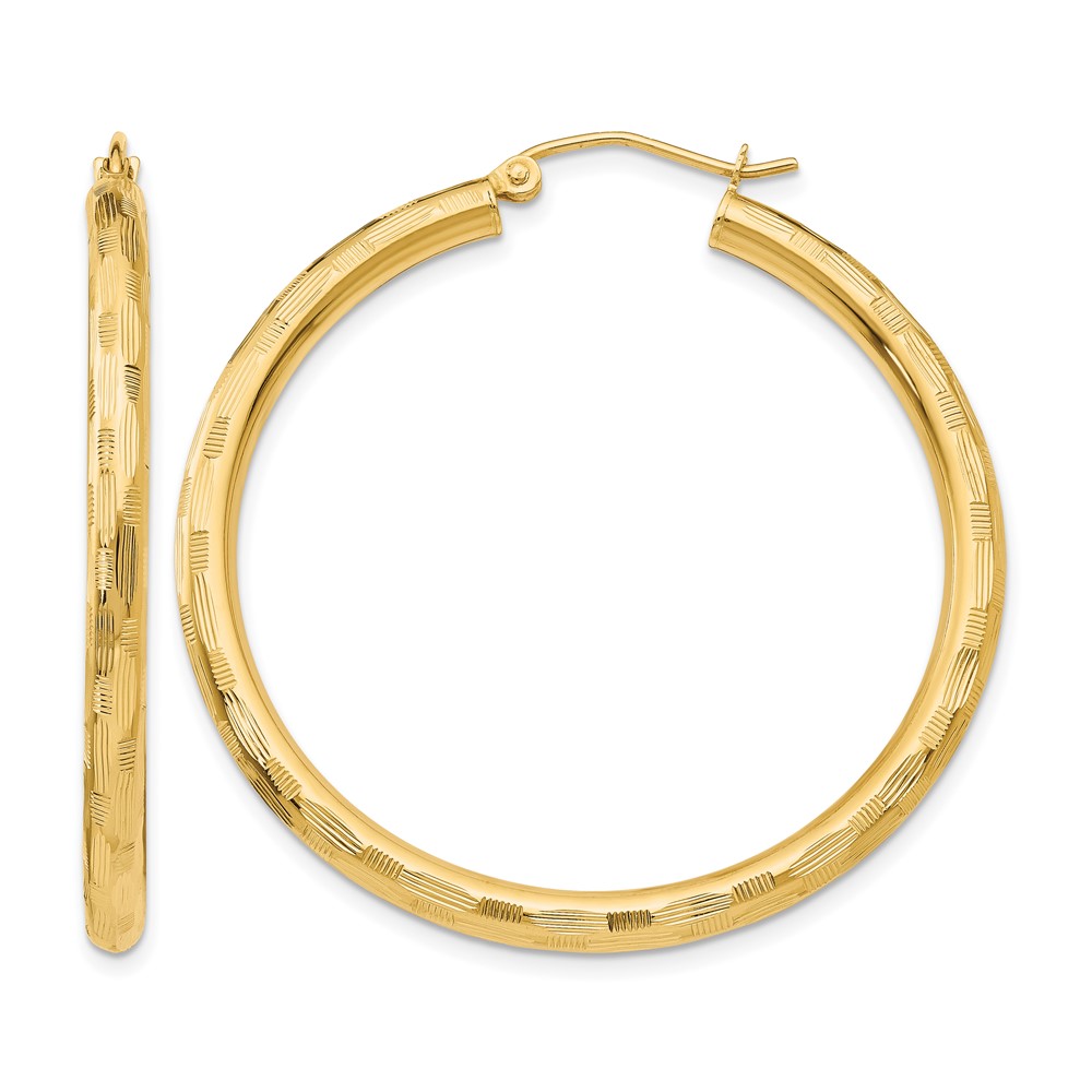14k Diamond-cut Hoop Earrings (TF558)