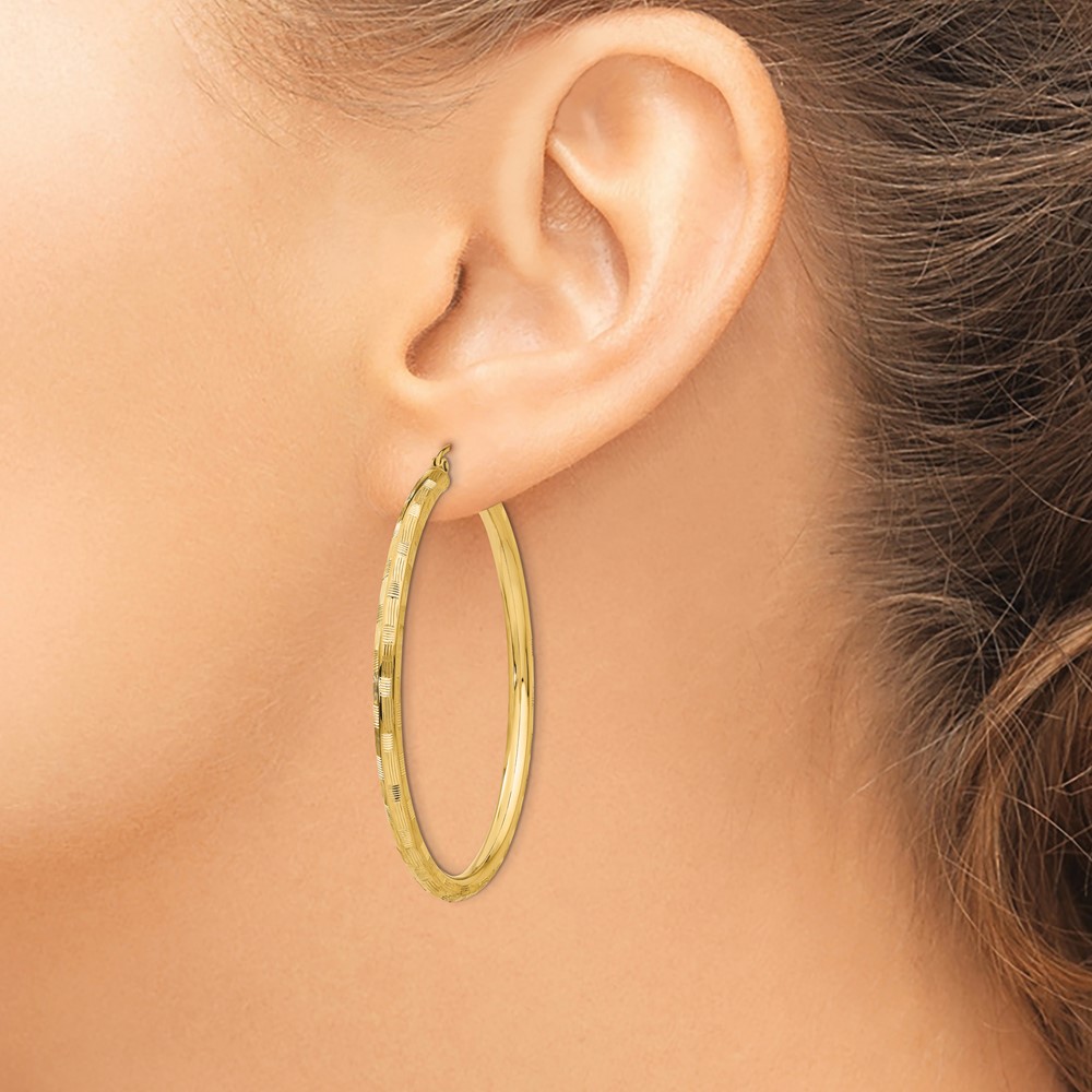 14k Diamond-cut Hoop Earrings (TF560)
