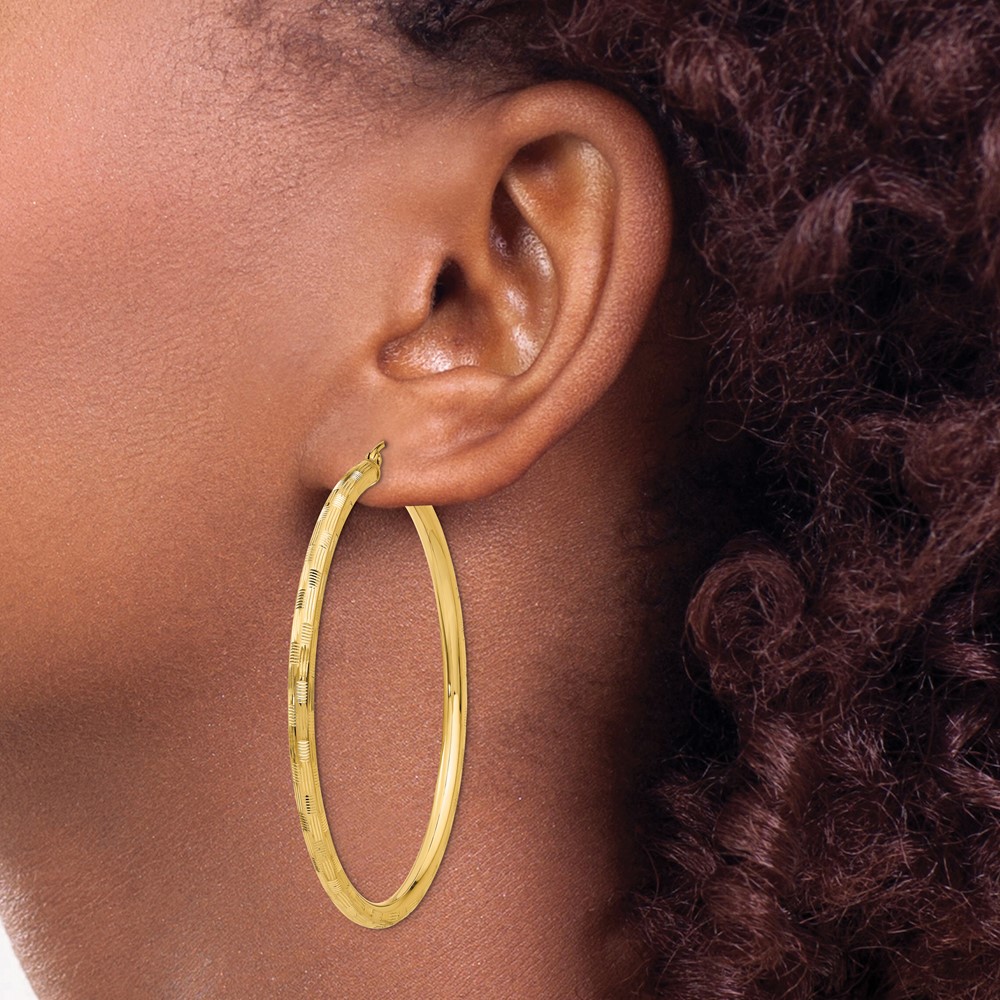14k Diamond-cut Hoop Earrings (TF561)