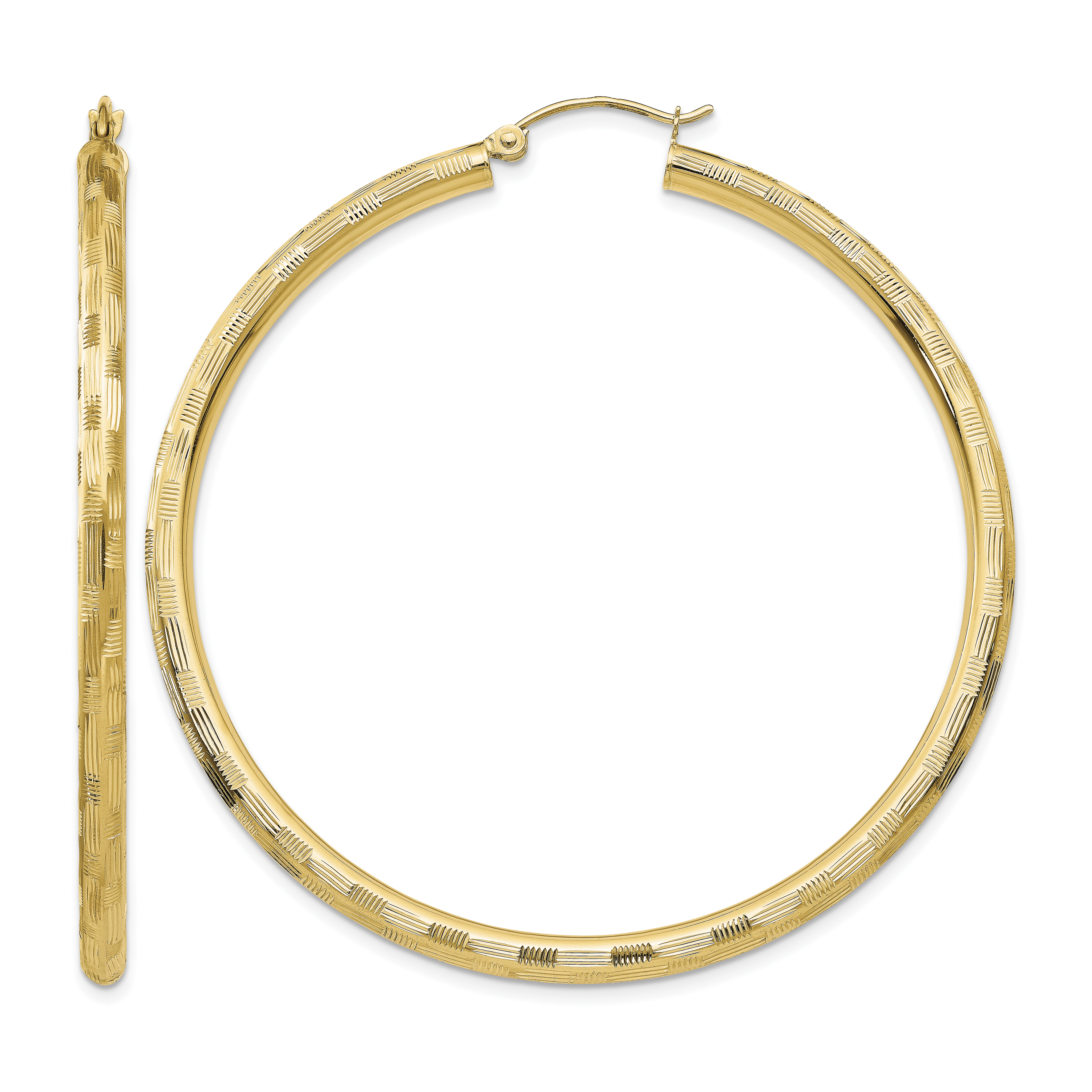 14k Diamond-cut Hoop Earrings (TF561)