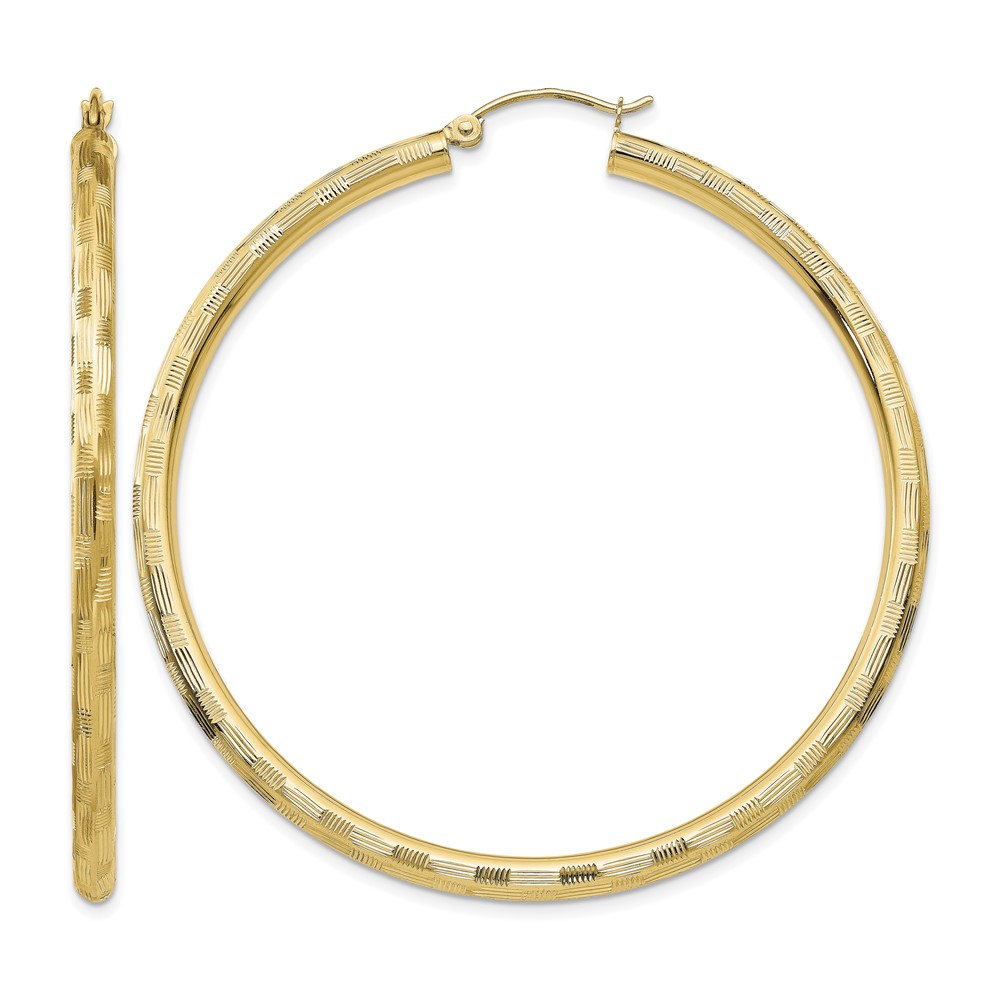 14k Diamond-cut Hoop Earrings (TF561)